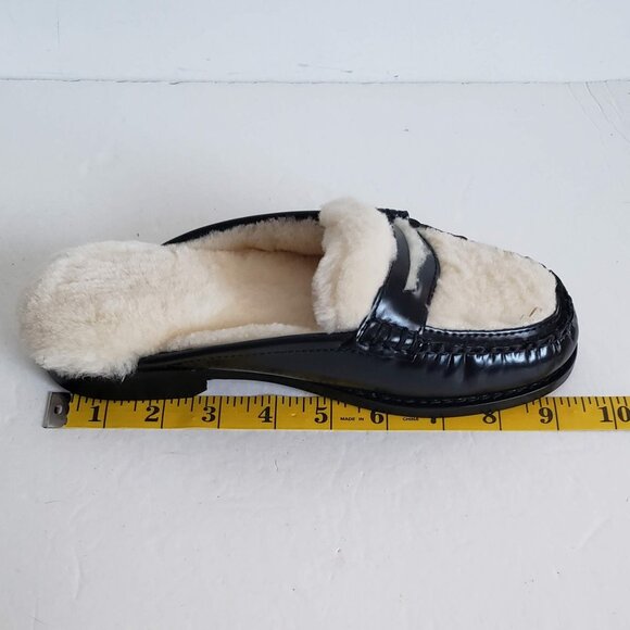 nib WEEJUNS Shearling Fur Loafer Shoes Flats Mules Clogs Bass Originals - Picture 4 of 13